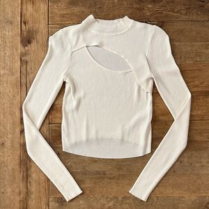 Zara White Ribbed Sweater Women's Top